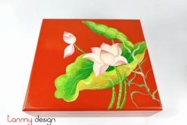 Lacquer box with hand painted lotus
